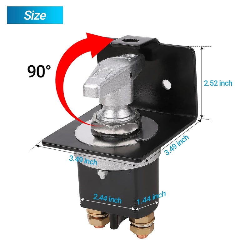 FEITON 500A High Current 12V-36V Battery Cut Off Switch with Lock-Out Plate, Replace 20247, Waterproof Master Battery Disconnect Switch Fixed Handle Isolator for Car, Truck, RV, Yacht, Boat - Image 2